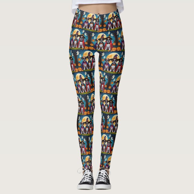 Boxer Hundar Pumpkin Halloween Funny Leggings (Framsida)