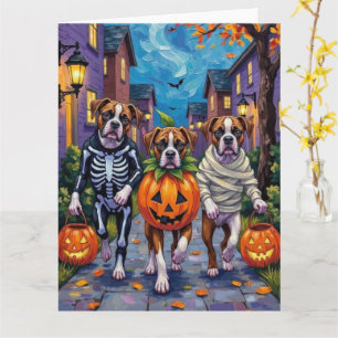 Boxer Hundar Trick- eller Treating in Halloween Co Kort