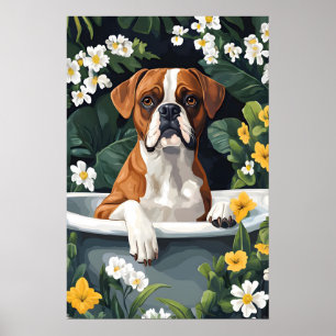 Boxer I Badtubbsaffisch, Rolig Hundaffisch, Boxer Poster