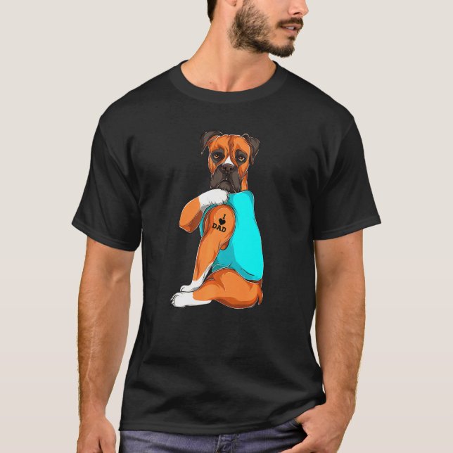 Boxer I Kärlek Pappa Tattoapparel Hund Pappa Pappo T Shirt (Framsida)