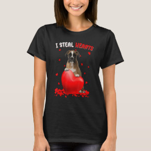 Boxer I Steal Hearts Cute Hund Hug Heart Valentine T Shirt