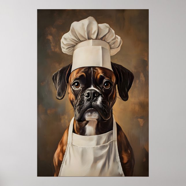Boxer In Chefs Hat Poster, Pet Poster, Boxer In Poster (Framsidan)