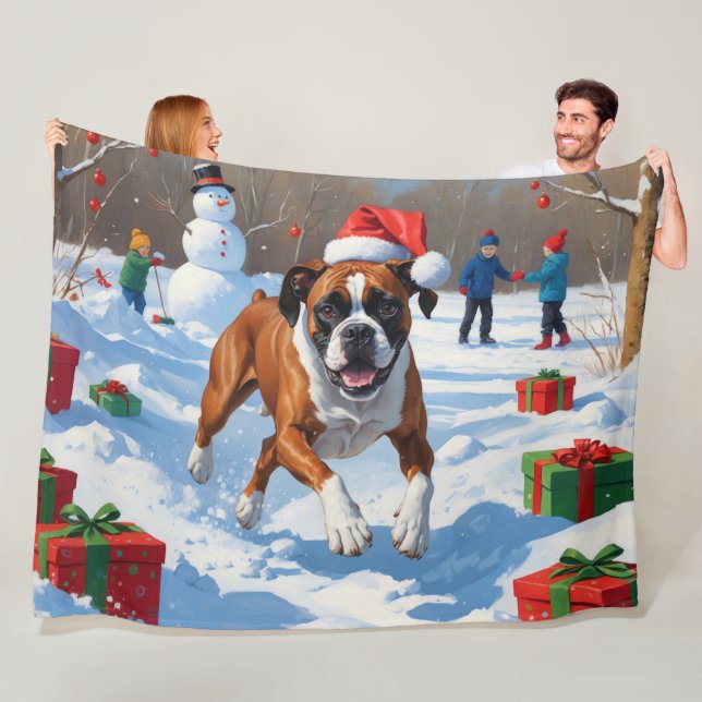 Boxer jul festiva snöscen fleecefilt (På plats)