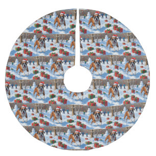 Boxer jul festiva snöscen julgransmatta borstad polyester