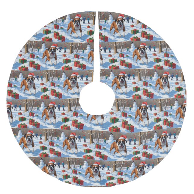 Boxer jul festiva snöscen julgransmatta borstad polyester (Framsidan)
