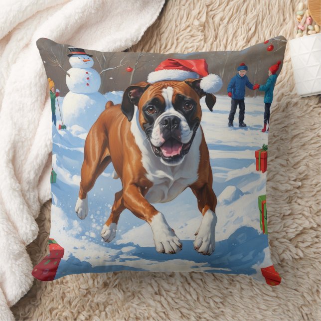 Boxer jul festlig snöscen kudde (Filt)