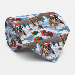 Boxer jul festlig snöscen slips