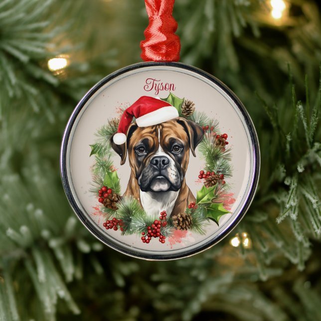 Boxer jul Pet Memorial Hund aveln Julgransprydnad Metall (Träd)