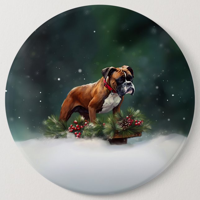 Boxer jul snö vinter knapp (Framsida)