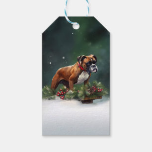 Boxer jul snö vinter presentetikett