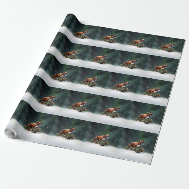 Boxer jul snö vinter presentpapper (Utrullad)