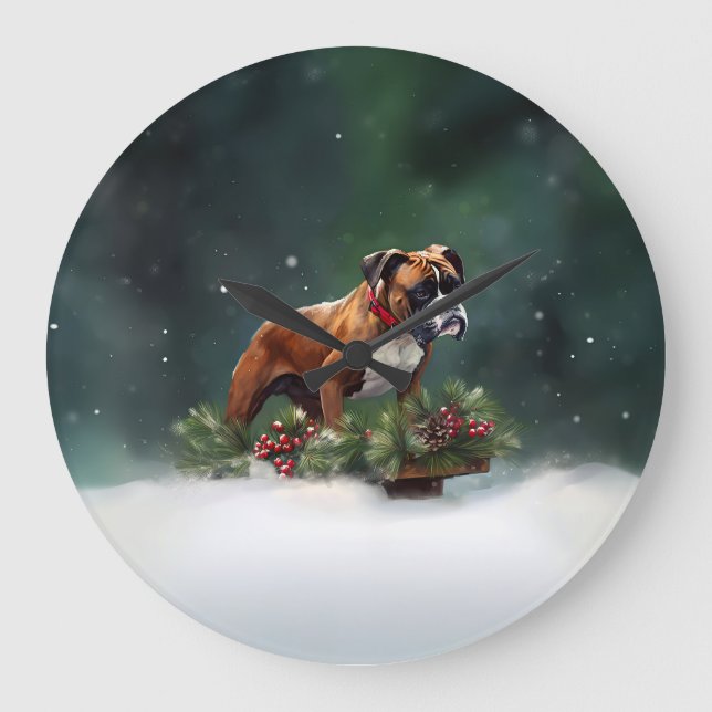 Boxer jul snö vinter stor klocka (Framsida)