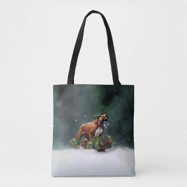 Boxer jul snö vinter tygkasse (Framsida)