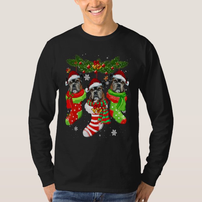 Boxer jul Socks Träd Light Julafton Santa Hat T Shirt (Framsida)