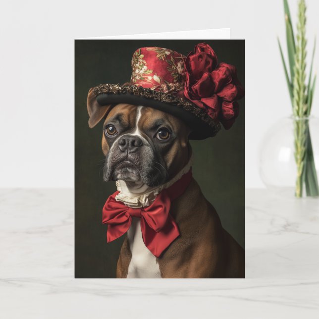 Boxer jul viktoriansk hund helgkort (Framsida)