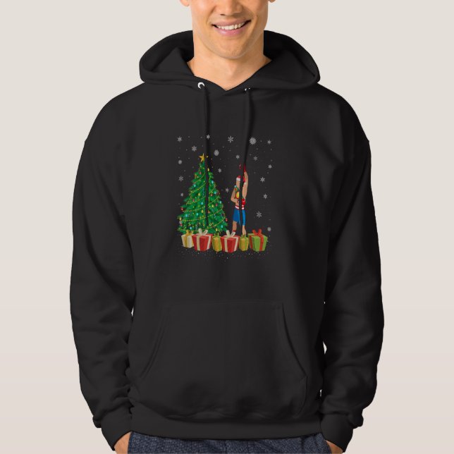 Boxer Julafton Träd Lighting Santa Hat Boxer jul Hoodie (Framsida)