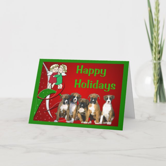 Boxer-julet Little Änglar Greeting Card Helgkort (Framsida)