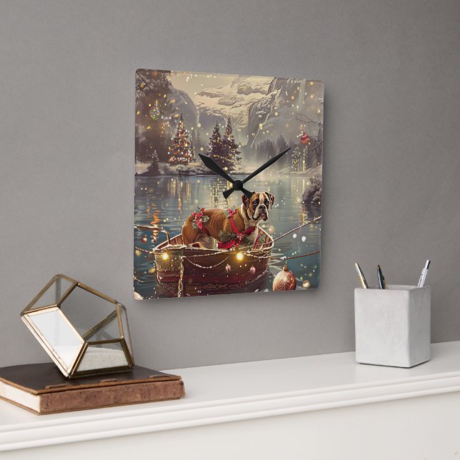 Boxer Julfestliga resa Fyrkantig Klocka (Kontor)