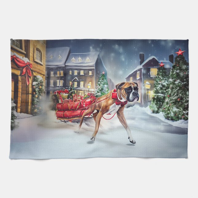 Boxer Julfestliga Säsongen Kökshandduk (Horisontell)