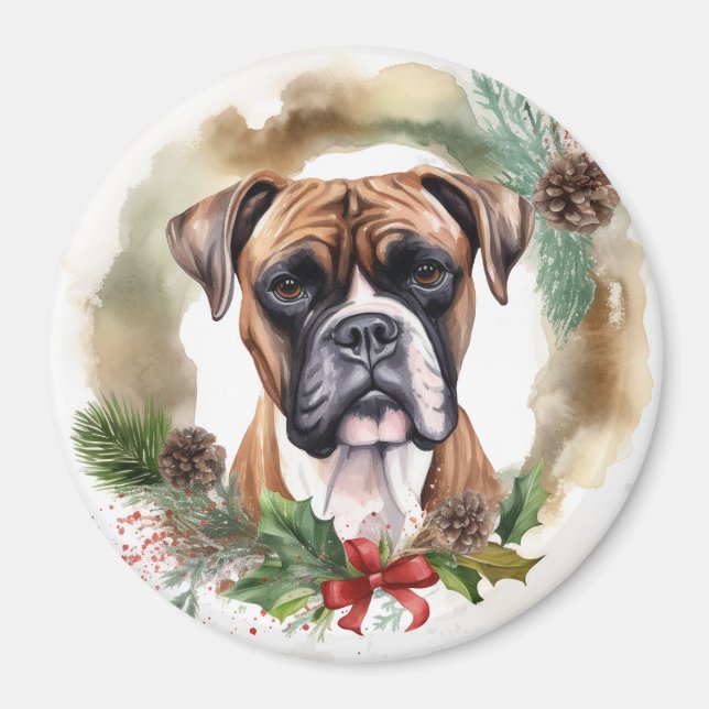 Boxer-julfransens andedräkt Festive Valp Magnet (Framsidan)