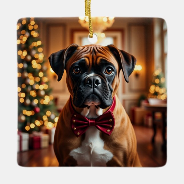Boxer julkonst julgransprydnad keramik (Framsida)