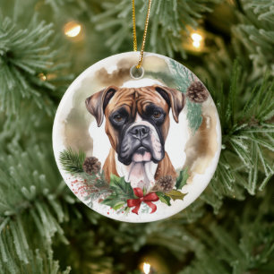 Boxer Julkrans Festiv Valp Julgransprydnad Keramik