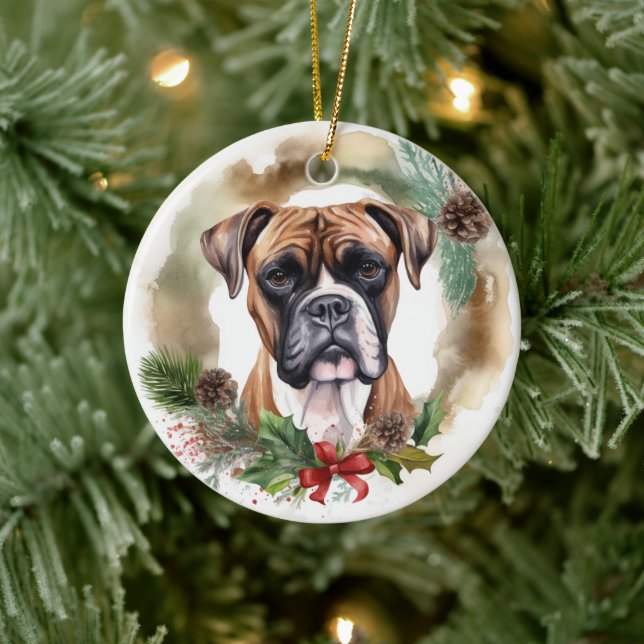 Boxer Julkrans Festiv Valp Julgransprydnad Keramik (Träd)