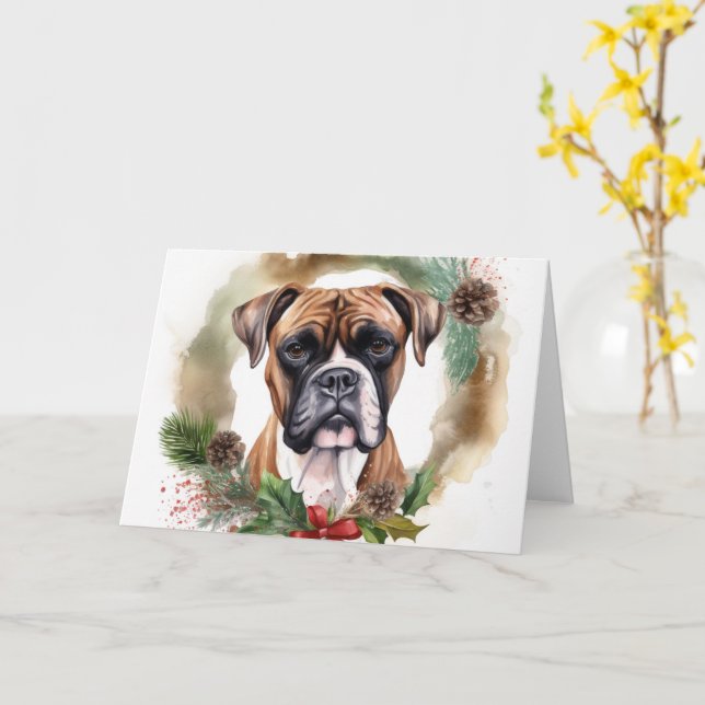 Boxer Julkrans Festiv Valp Kort (Gul blomma)