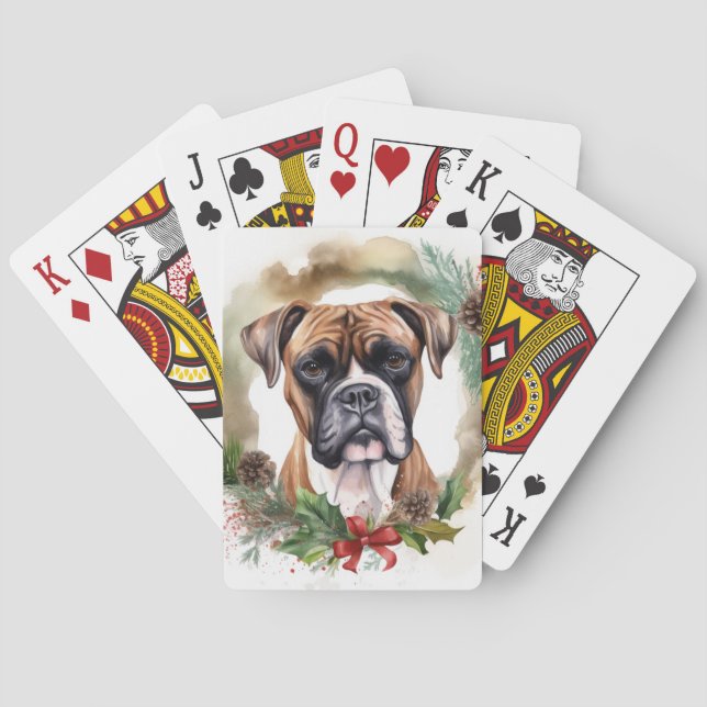 Boxer Julkrans Festlig Valp Casinokort (Baksidan)