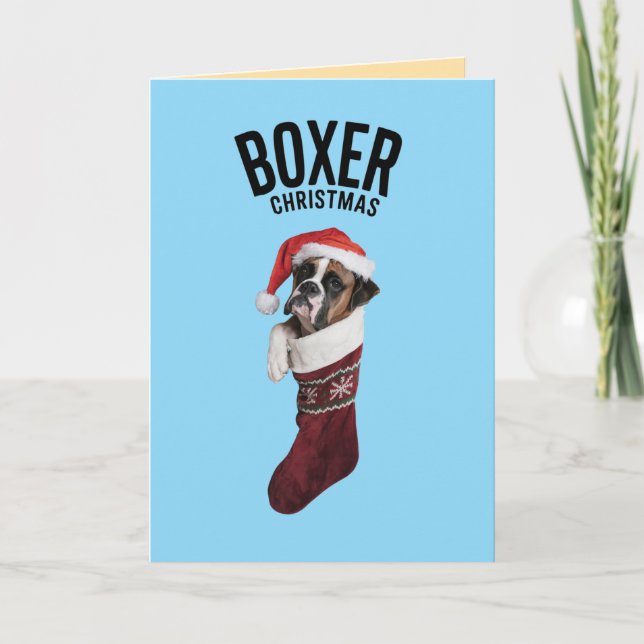 Boxer julstrumpa helgkort (Framsida)