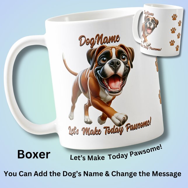 Boxer - Lägg till Hund Namn, Ändra text Kaffemugg (Skapare uppladdad)