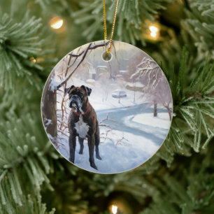 Boxer Låt det snöa jul Julgransprydnad Keramik