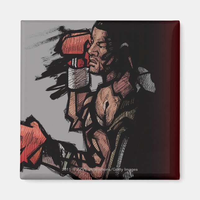 Boxer ljuger ned magnet (Framsidan)