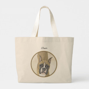 Boxer Målning Fawn Klippt Svans Söt Hund Konst Jumbo Tygkasse