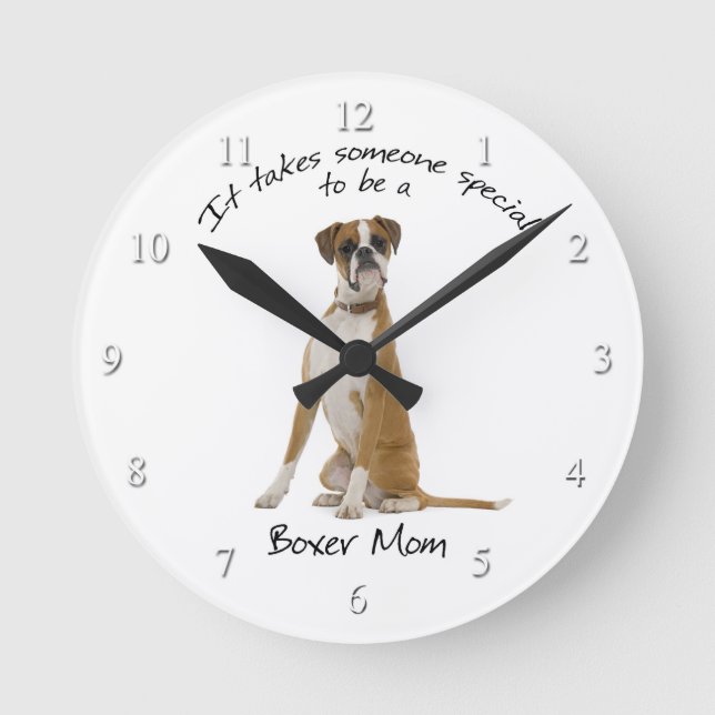Boxer Mamma Clock Rund Klocka (Framsida)