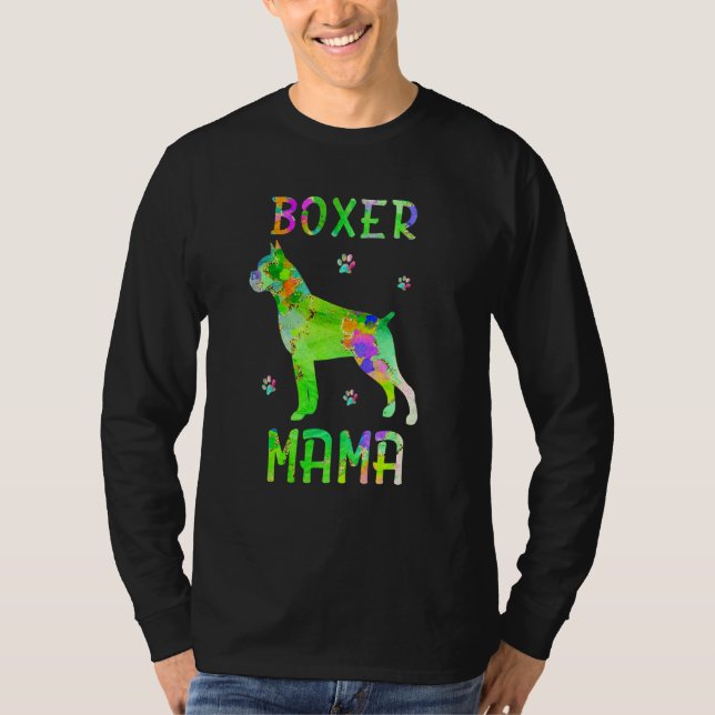 Boxer Mamma Colorful Hund Mamma T Shirt (Framsida)