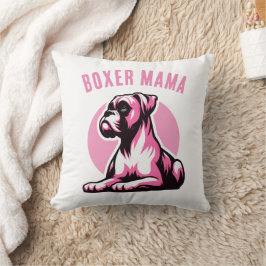 Boxer Mamma: Cute Rosa Boxer Hund Silhouette Kudde