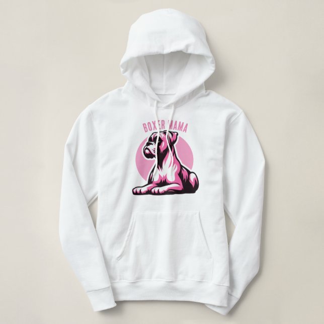 Boxer Mamma: Cute Rosa Boxer Hund Silhouette T Shirt (Design framsida)