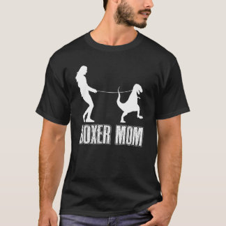Boxer Mamma Hund Dinosaur Women Mors dag T Shirt