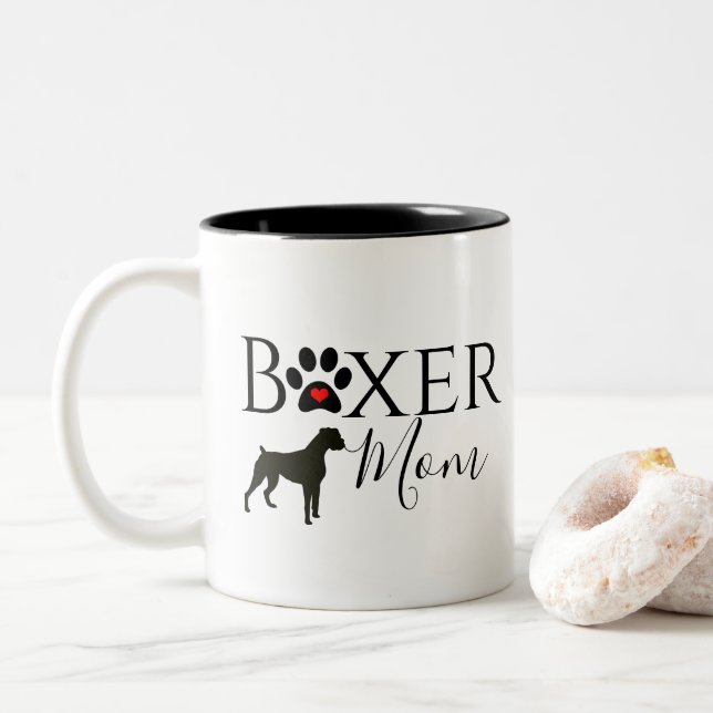 Boxer Mamma - Hund Pawprint Två-Tonad Mugg (Med munk)