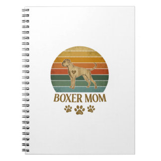 Boxer Mamma Hund Retro Solnedgång Tassavtryck_1 Anteckningsbok