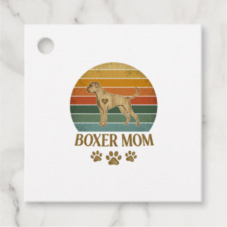 Boxer Mamma Hund Retro Solnedgång Tassavtryck_1 Gåvor Etiketter