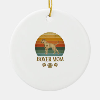 Boxer Mamma Hund Retro Solnedgång Tassavtryck_1 Julgransprydnad Keramik