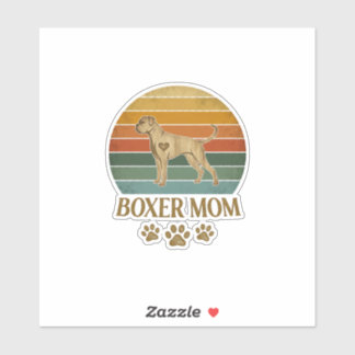Boxer Mamma Hund Retro Solnedgång Tassavtryck_1 Klistermärken