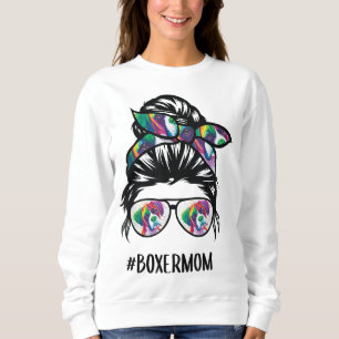 Boxer Mamma Messy Bun Hair Hund älskare T Shirt