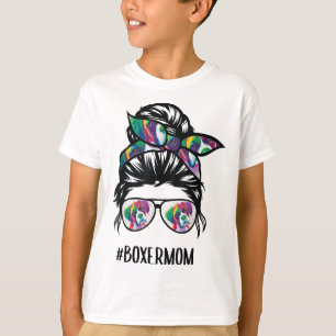 Boxer Mamma Messy Bun Hair Hund älskare T Shirt