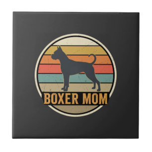 Boxer Mamma Retro Solnedgång Hund Kakelplatta