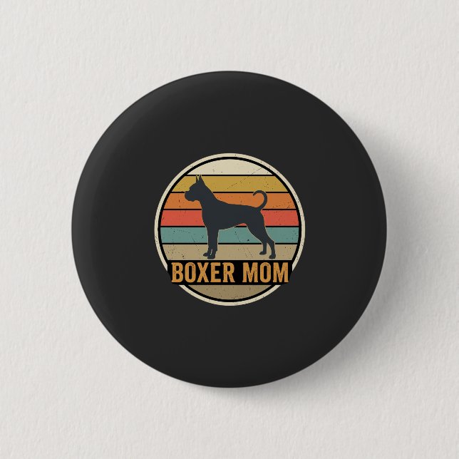 Boxer Mamma Retro Solnedgång Hund Knapp (Framsida)