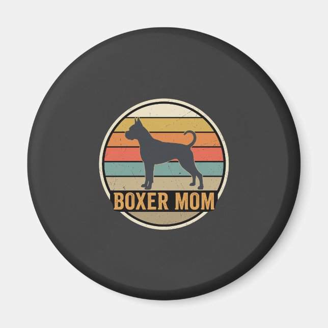 Boxer Mamma Retro Solnedgång Hund Magnet (Framsidan)