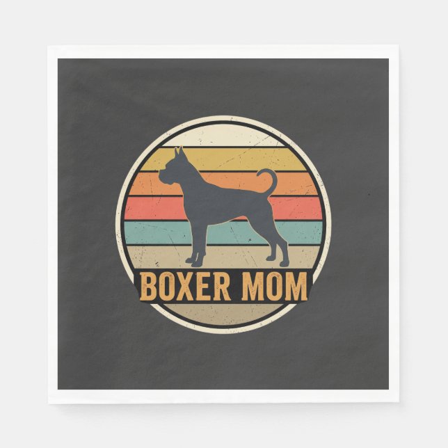 Boxer Mamma Retro Solnedgång Hund Pappersservett (Framsidan)